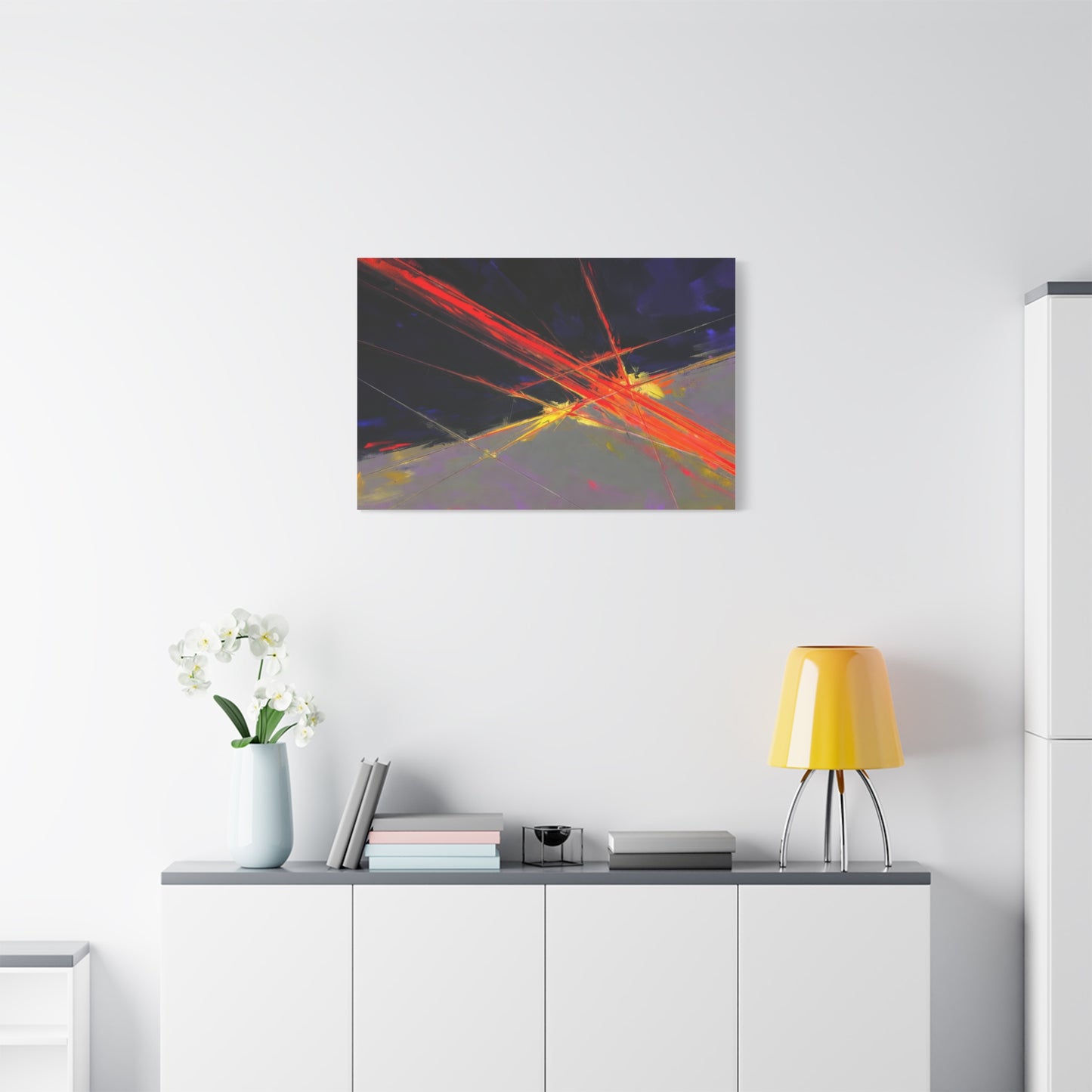 Abstract Red Streaks Matte Canvas Print — Modern Geometric Wall Art