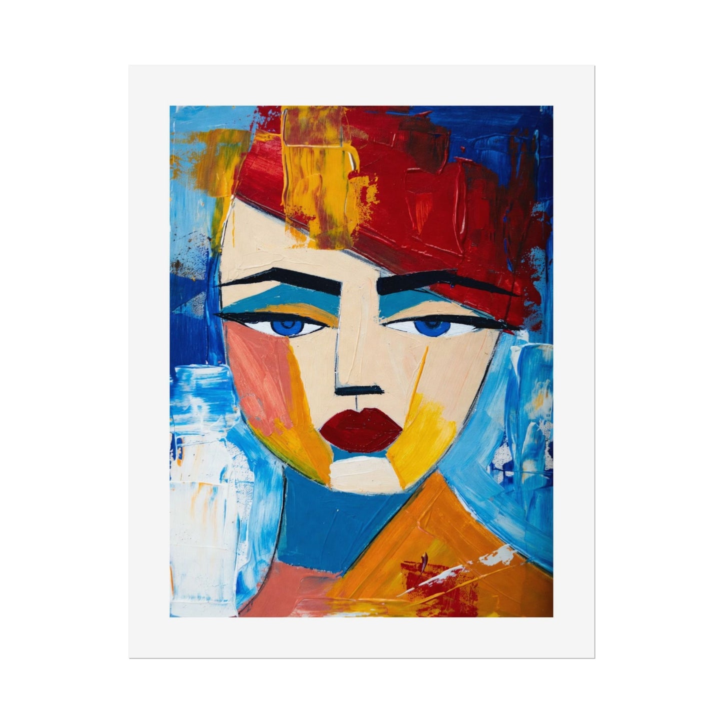 Abstract Colorful Face Poster - Modern Expressionist Rolled Art Print