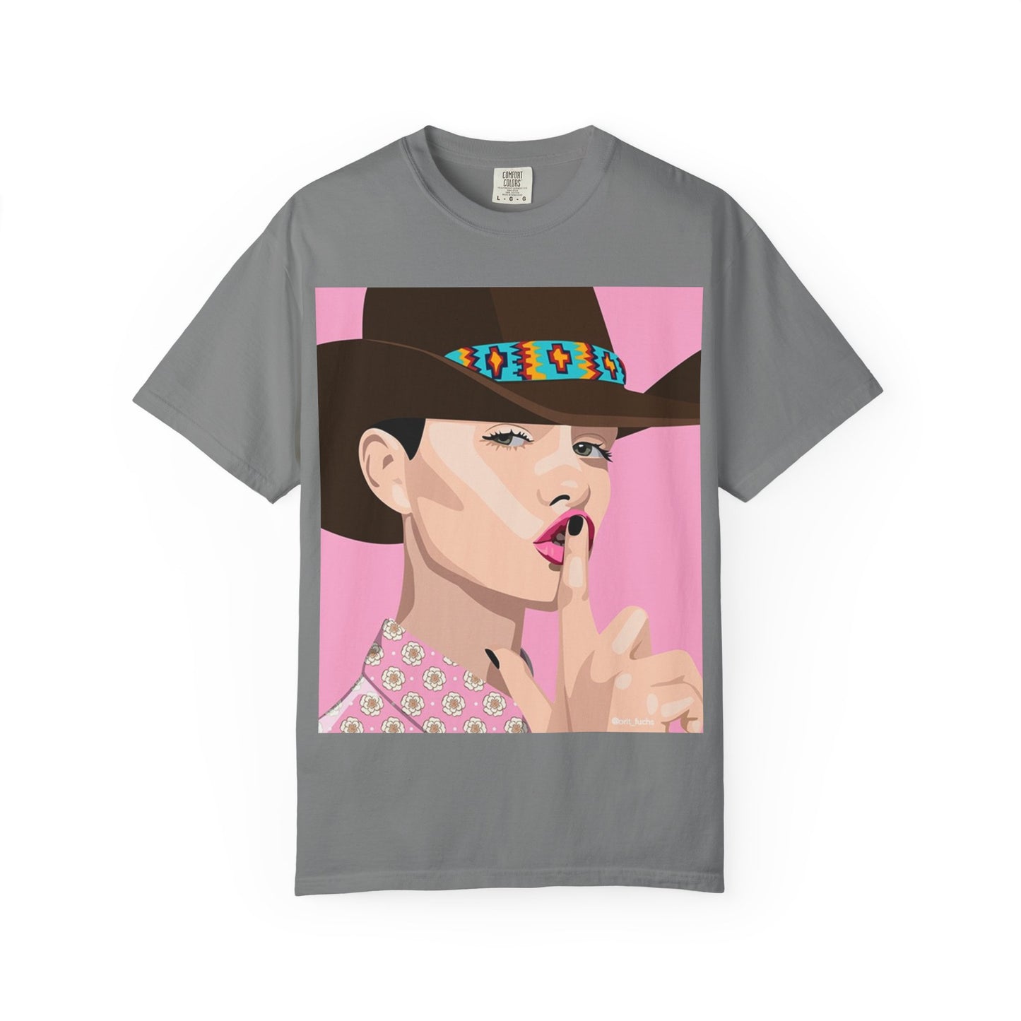 Cowgirl Pop Art T-Shirt — Pink 'Shh' Graphic Tee