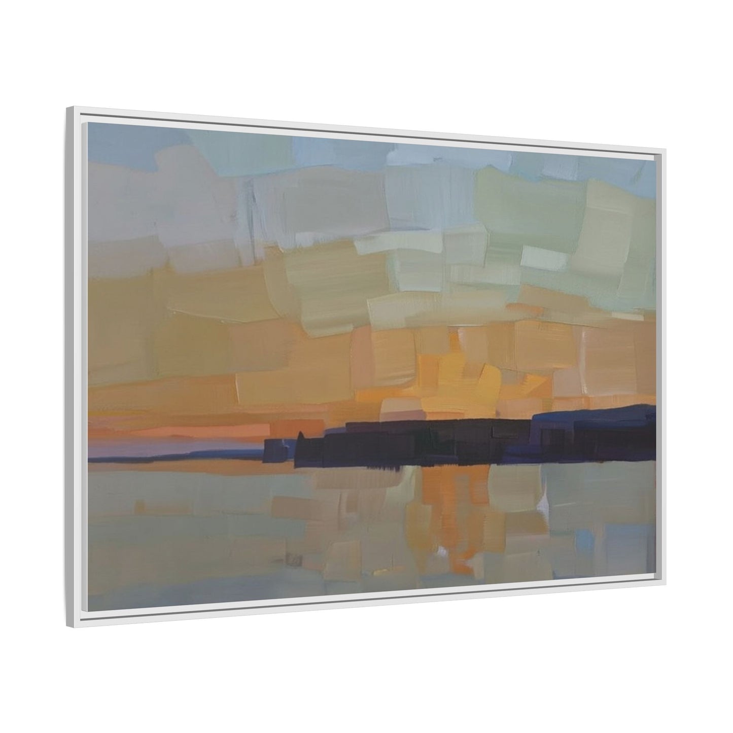 Framed Matte Canvas Sunset Abstract Landscape Art Print