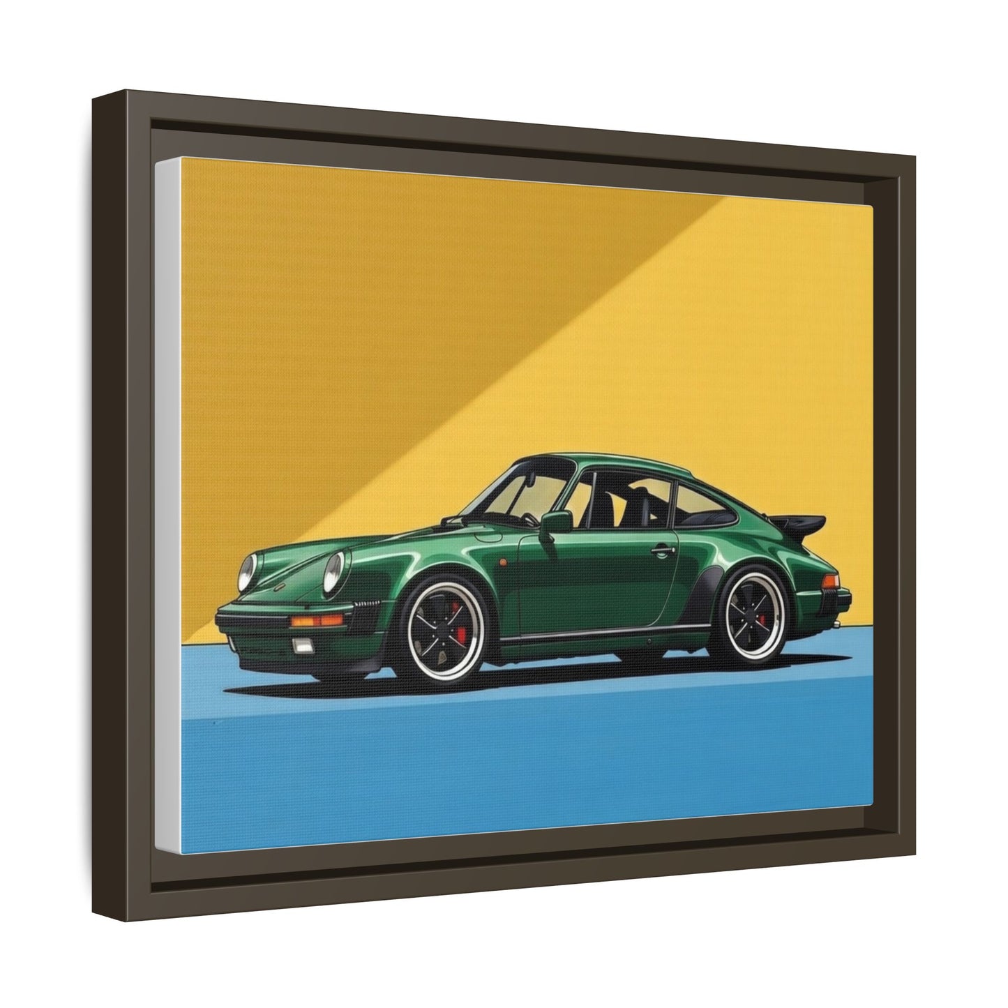 Framed Matte Canvas — Green Sports Car Wall Art