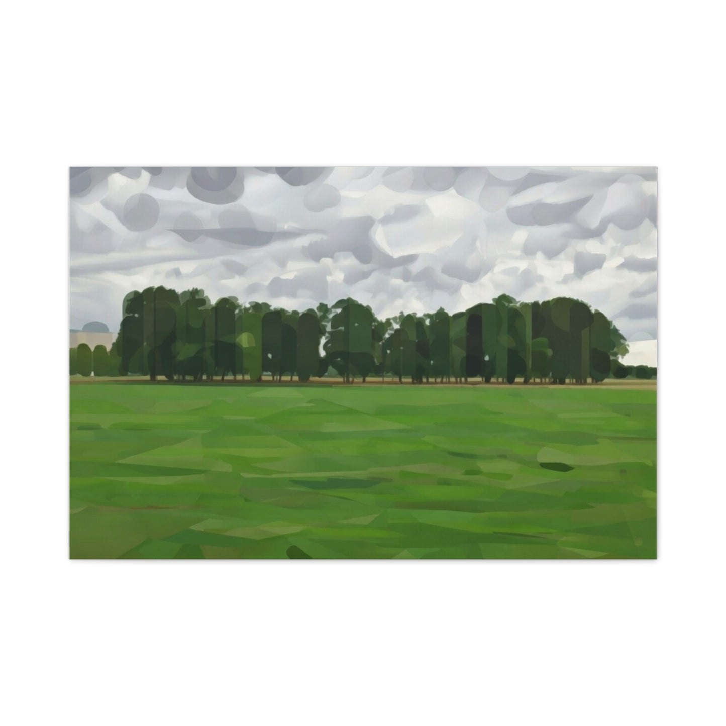 Green Field Landscape Canvas Print — Tranquil Park Scene Matte Stretched Canvas