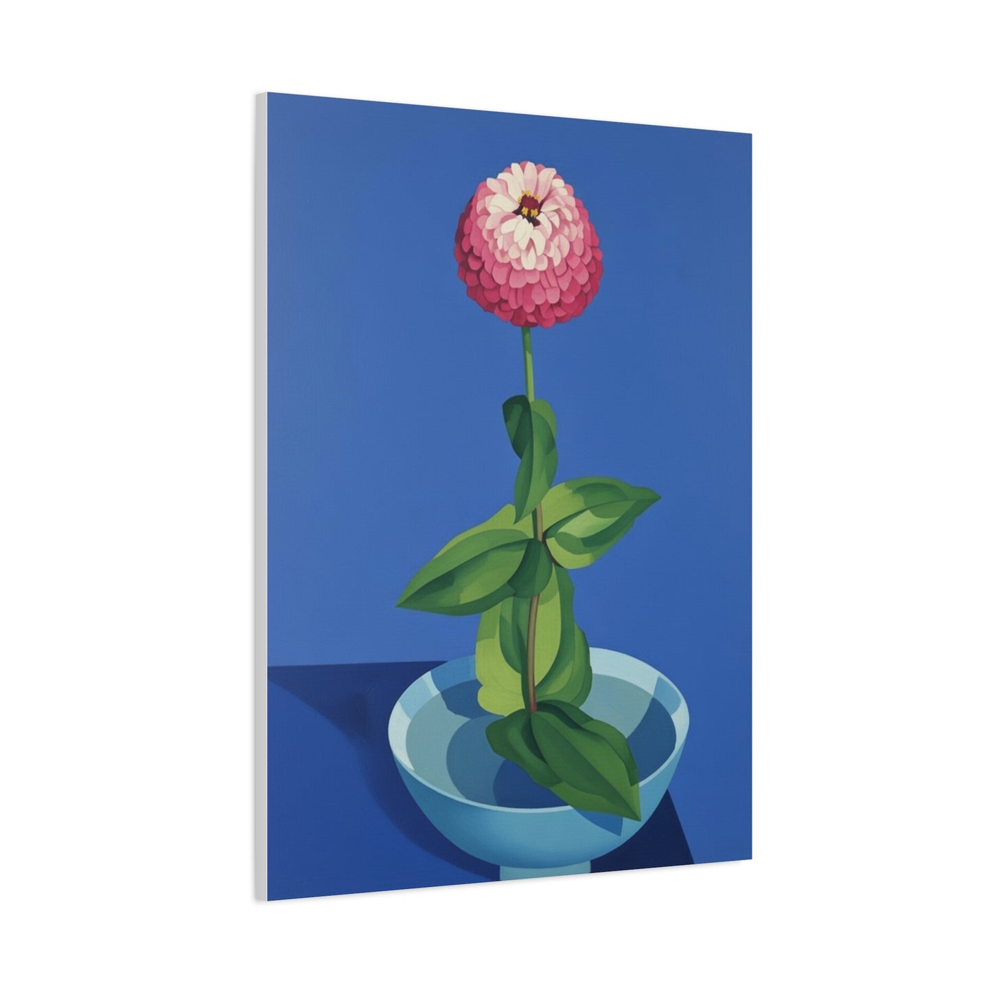 Pink Zinnia Still Life Matte Canvas Wall Art — Stretched 1.25"