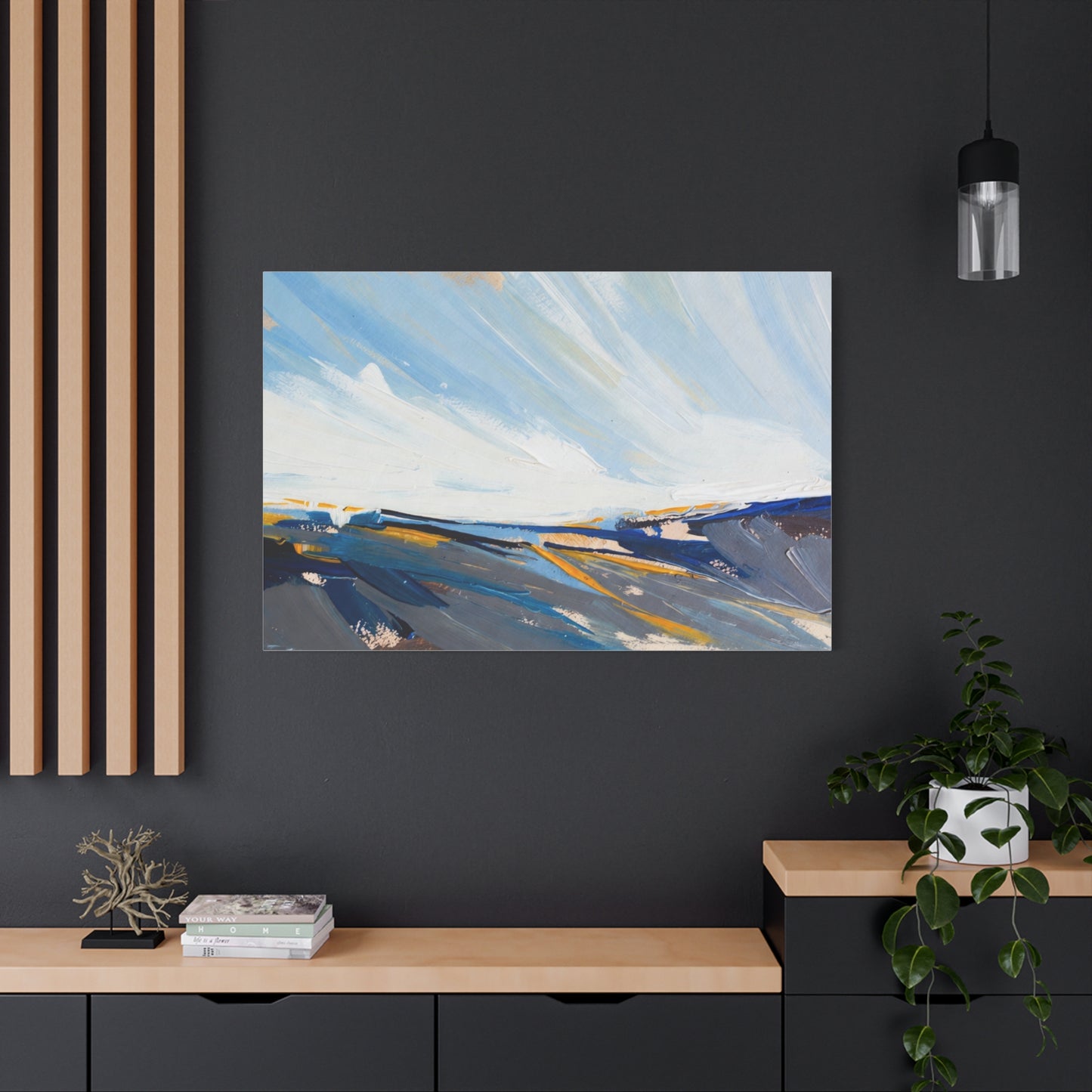 Abstract Coastal Landscape Canvas Print — Blue Sky Seascape Wall Art