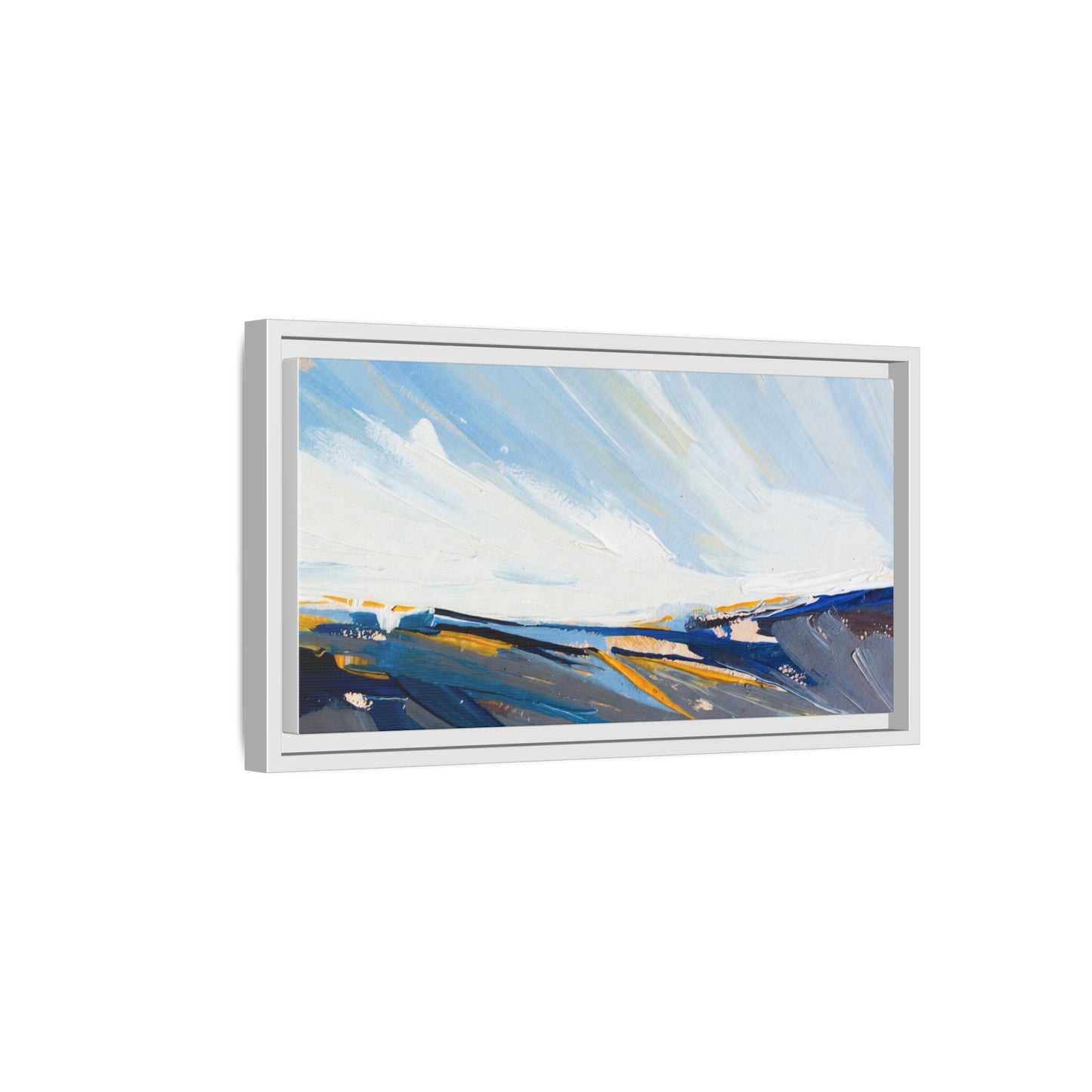 Framed Abstract Seascape Canvas Print — Matte Multi‑Color Wall Art
