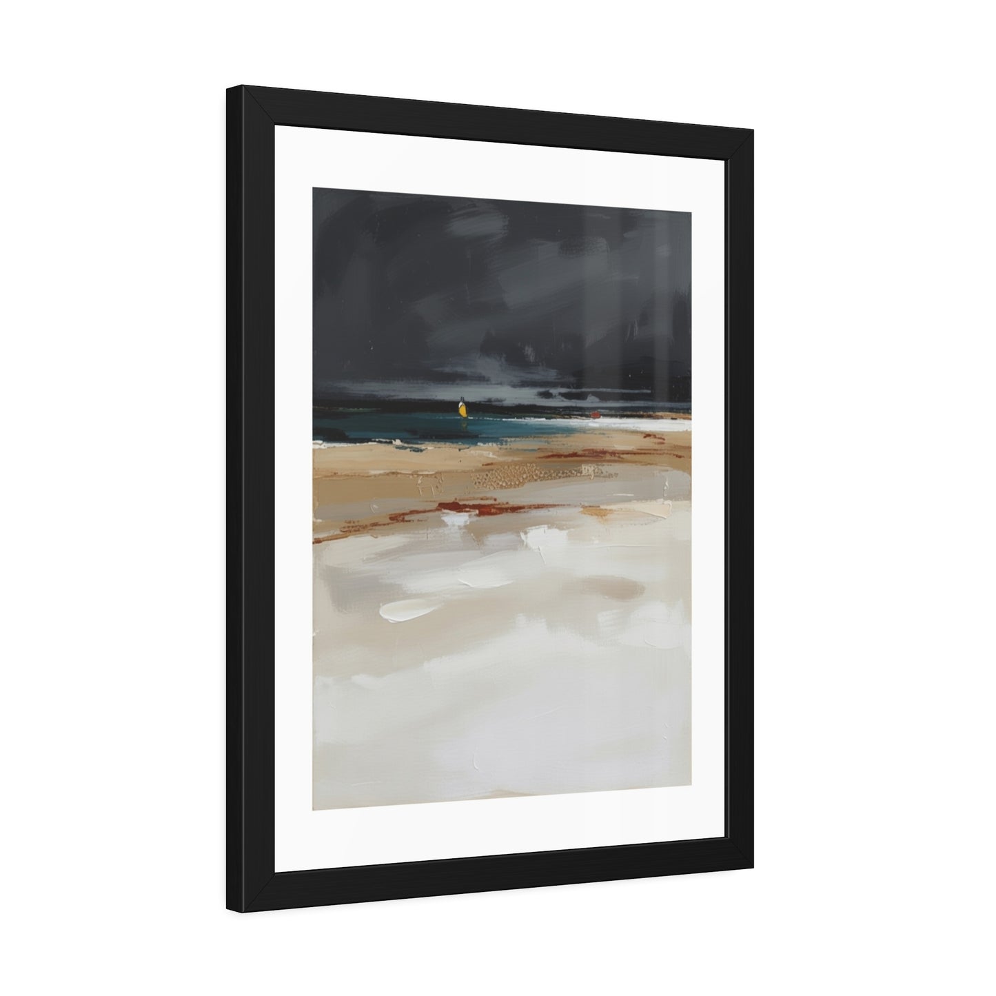 Framed Coastal Beach Print — Moody Seascape Poster in Black Frame
