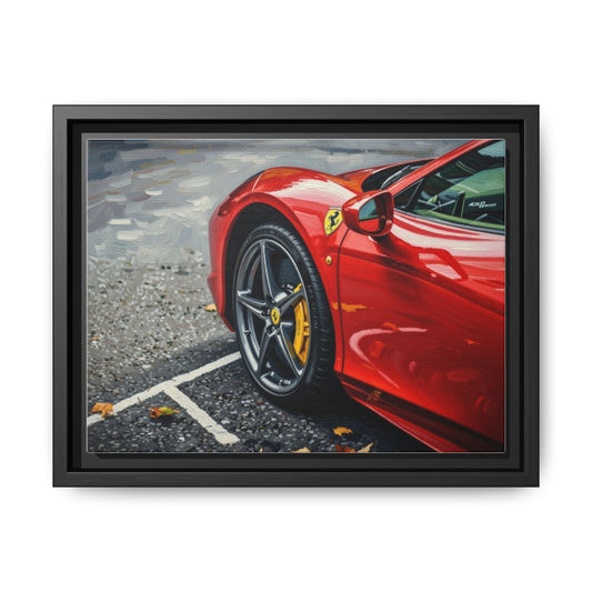 Framed Matte Canvas: Red Sports Car Close-Up Art Print