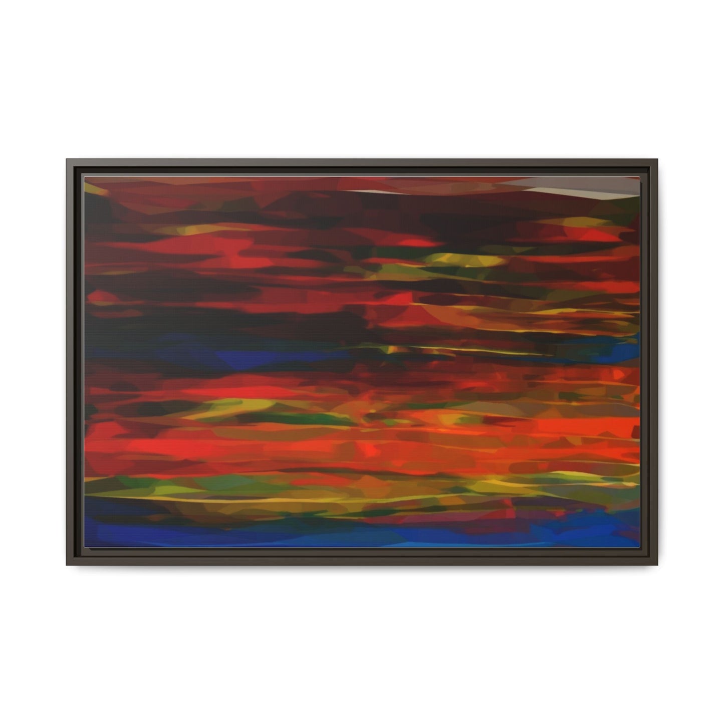 Abstract Multi-Color Matte Canvas Framed Wall Art — Bold Red & Blue Modern Painting
