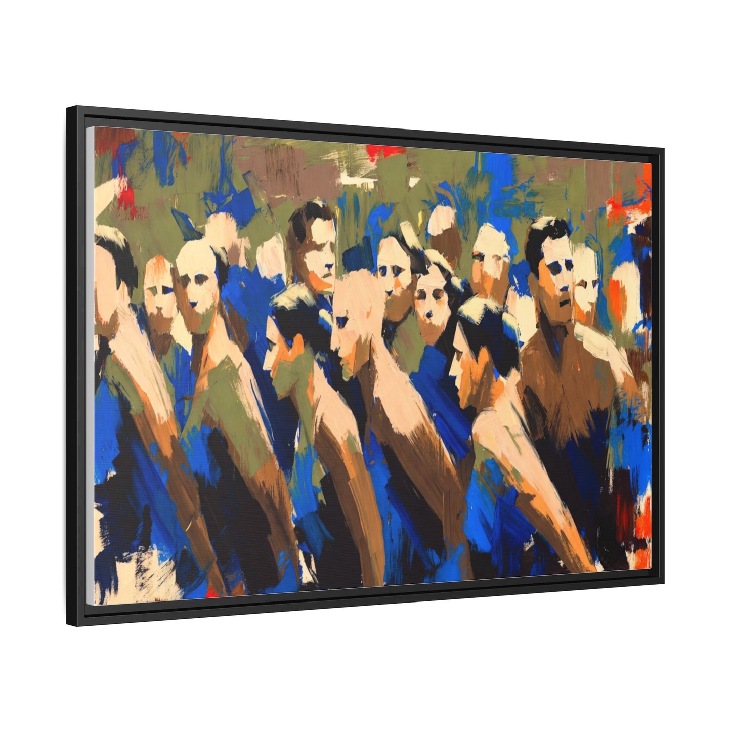 Abstract Crowd Matte Canvas Print — Framed Multi-Color Wall Art