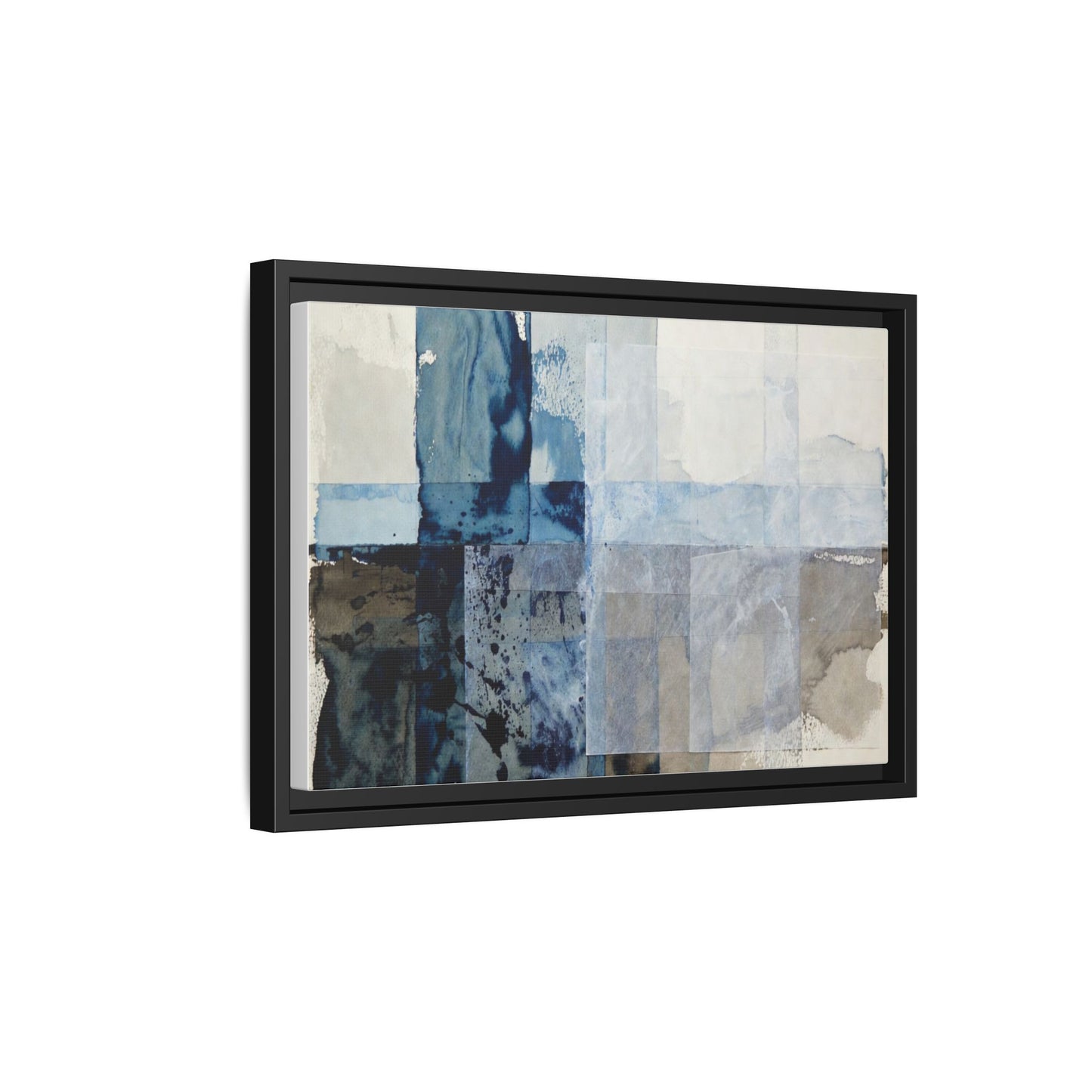 Abstract Coastal Blue Framed Canvas Art