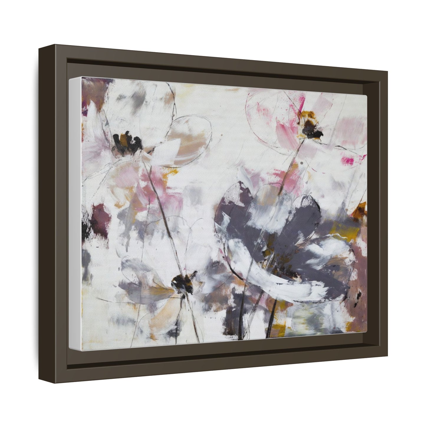 Abstract Floral Matte Canvas Framed Wall Art — Soft Watercolor Blooms