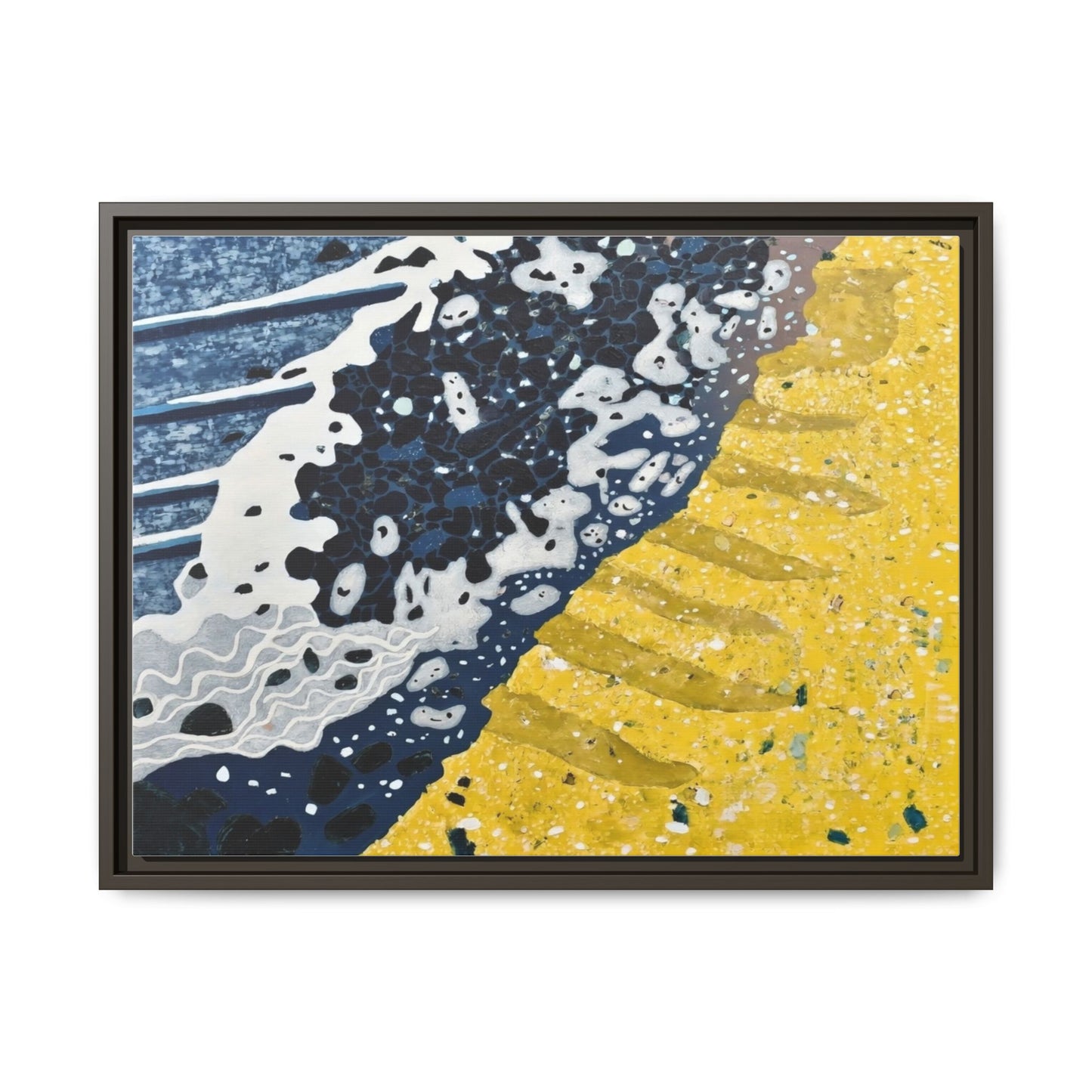 Framed Abstract Ocean & Sand Matte Canvas Print