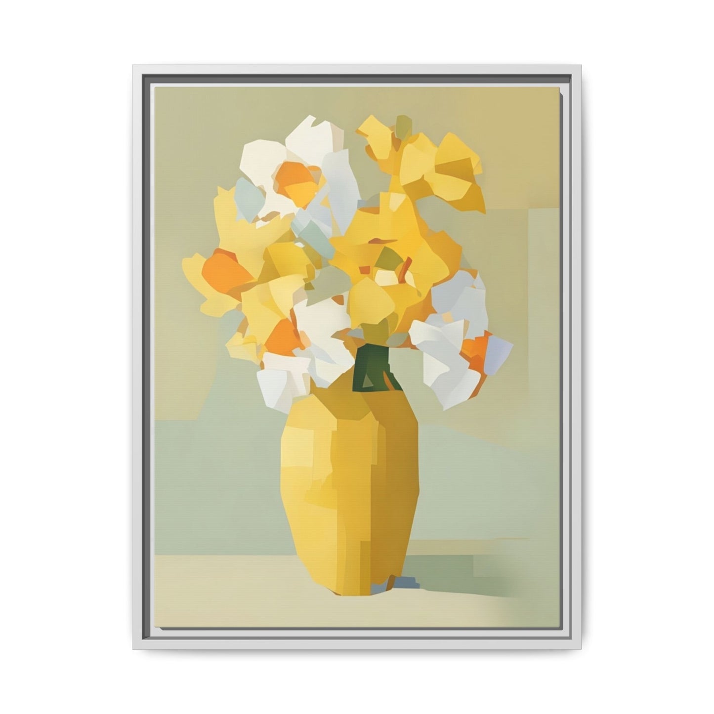 Framed Floral Canvas Print — Yellow Vase Bouquet Wall Art