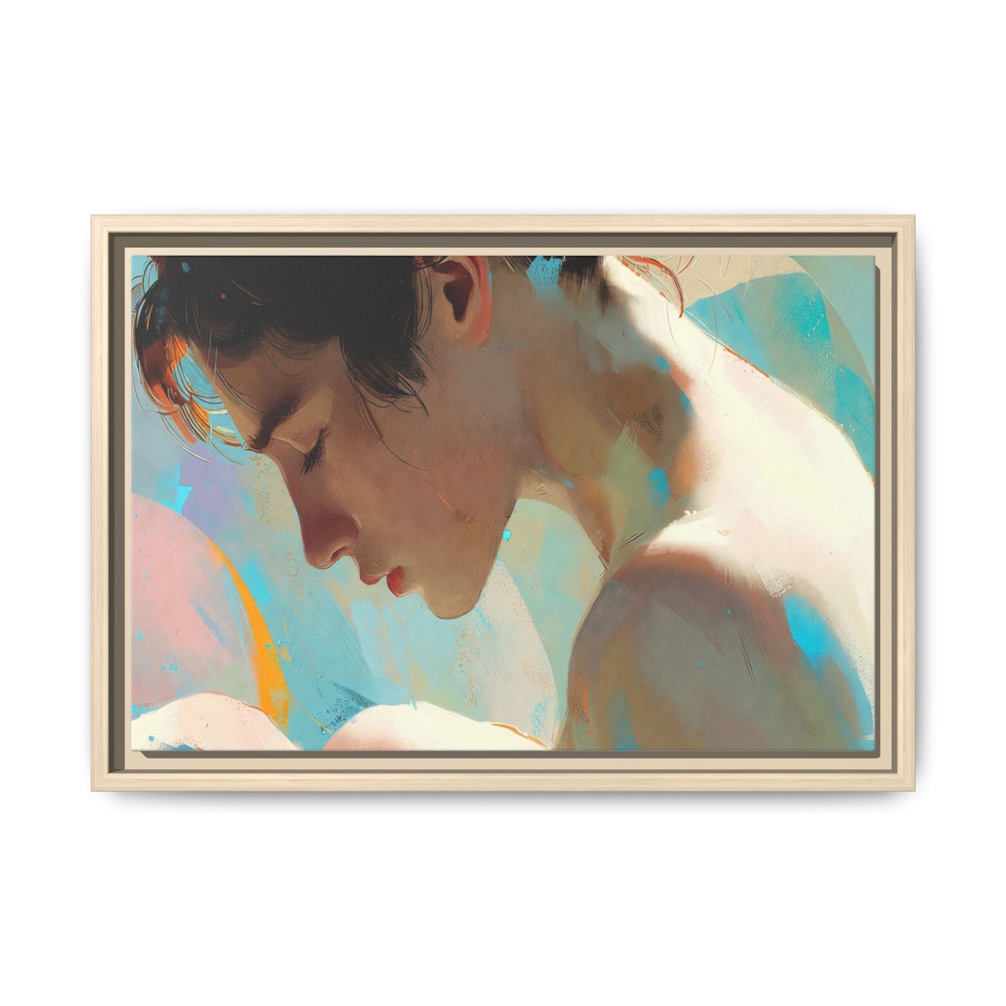 Framed Matte Canvas Print — Dreamy Portrait Art (Multi‑Color)