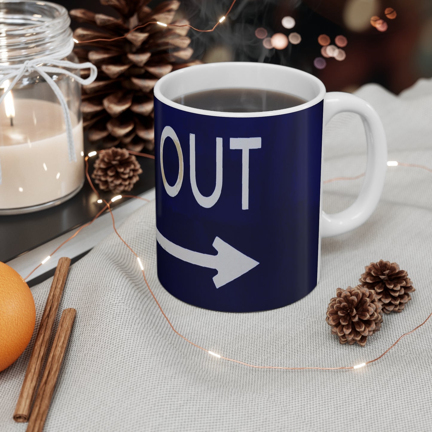 Mug — 'Way Out' Arrow Coffee Mug,