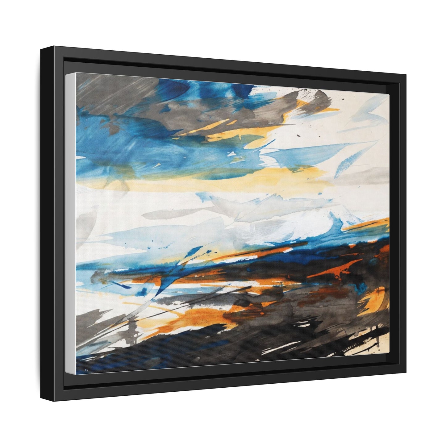 Abstract Coastal Waves Matte Canvas Framed Wall Art