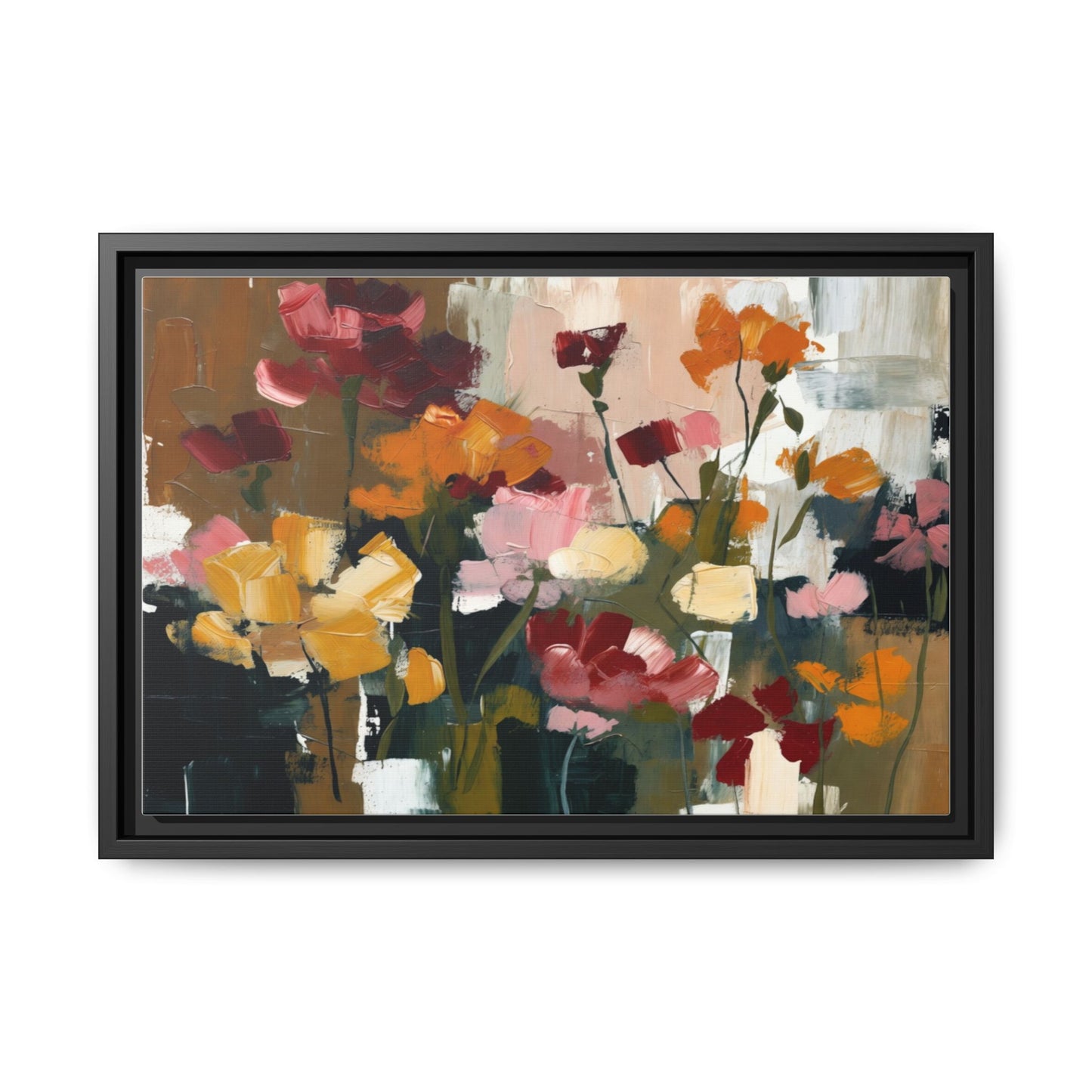 Framed Matte Canvas Floral Abstract Wall Art