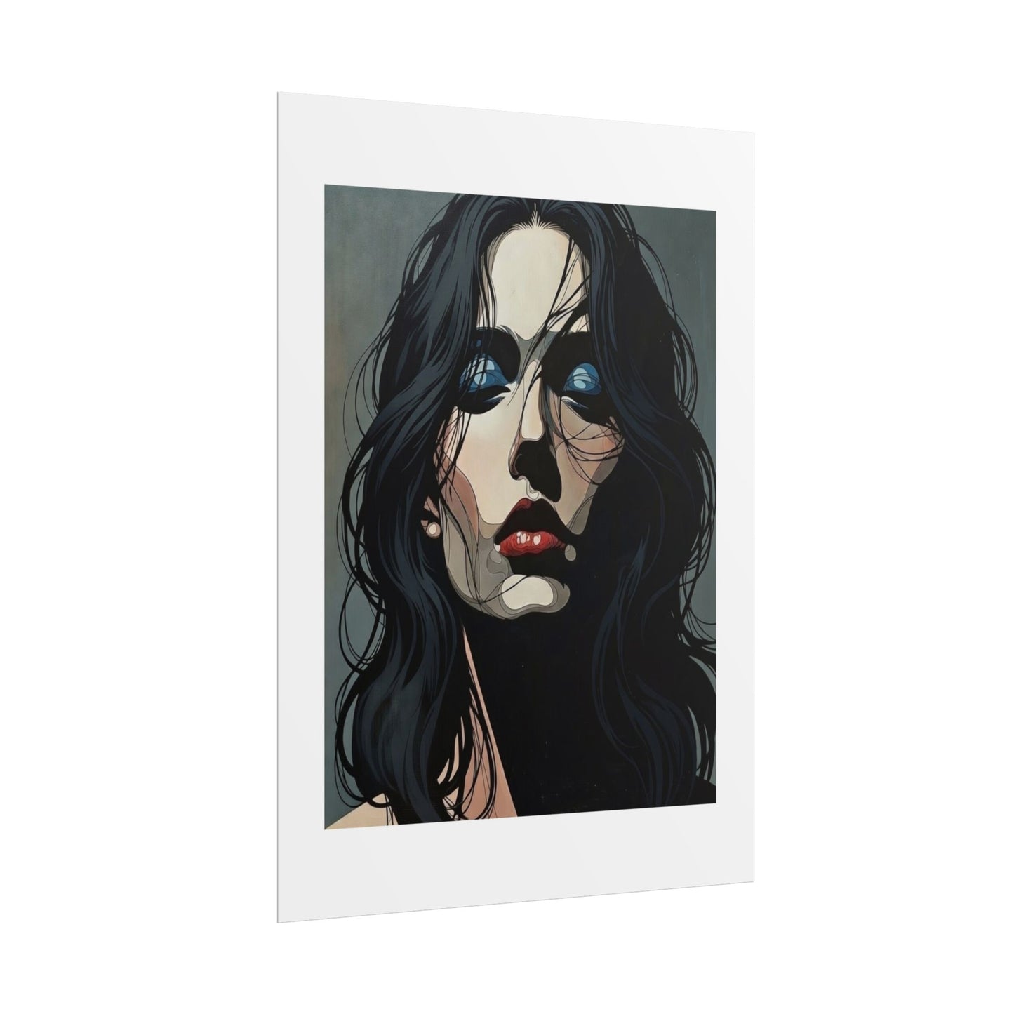 Rolled Poster — Moody Portrait Art Print (Dark Femme, Blue Eyeshadow)
