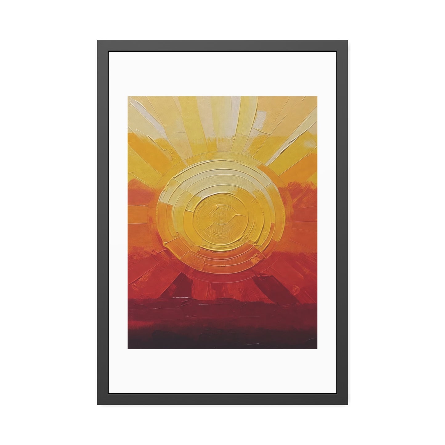 Sunburst Abstract Framed Art Print — Warm Sunrise Poster