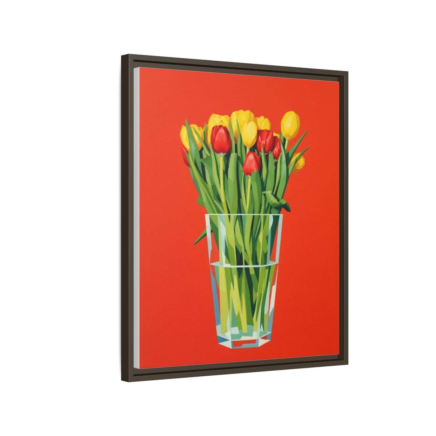 Framed Tulip Bouquet Matte Canvas Art — Vibrant Red Floral Wall Print