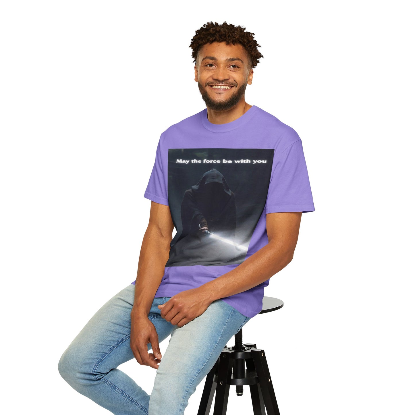 May the Force Be With You T-Shirt — Dark Hooded Lightsaber Graphic Tee