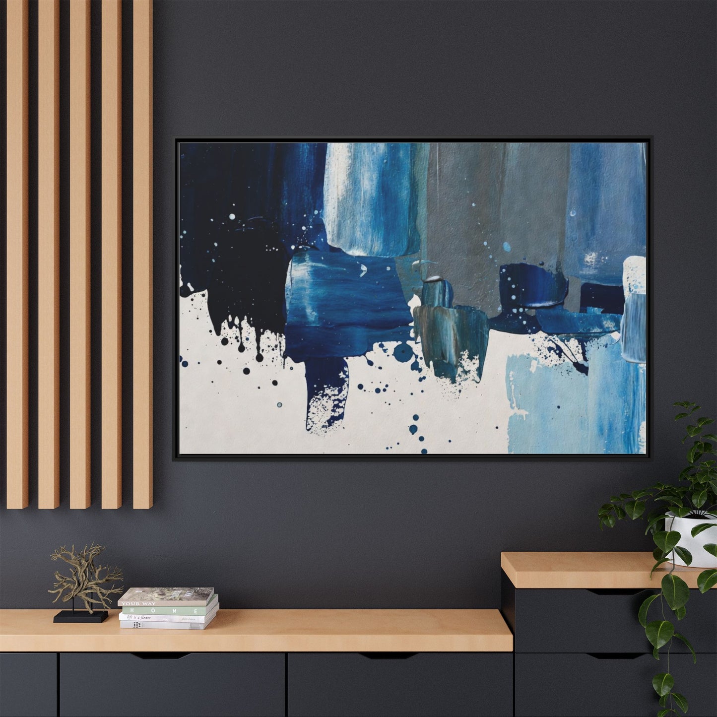 Abstract Blue Ocean Matte Canvas Framed Wall Art
