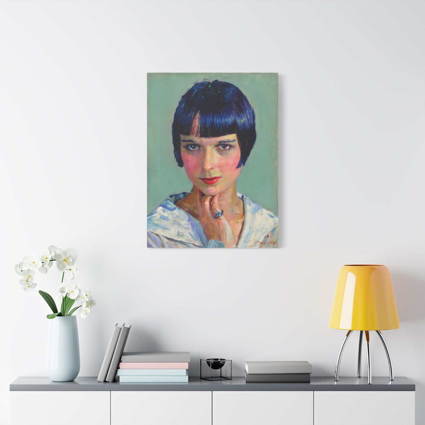 Portrait Canvas Print — Vintage Flapper Woman Matte Stretched Wall Art