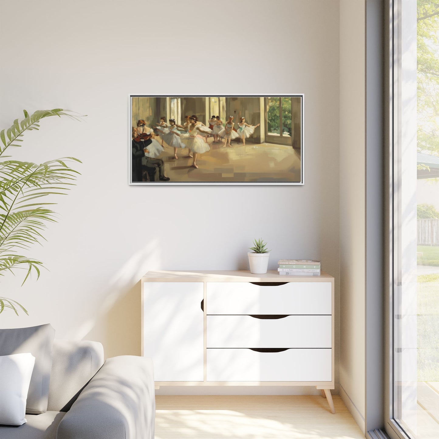 Framed Matte Canvas Print — Ballet Class Scene (Impressionist Dancers)
