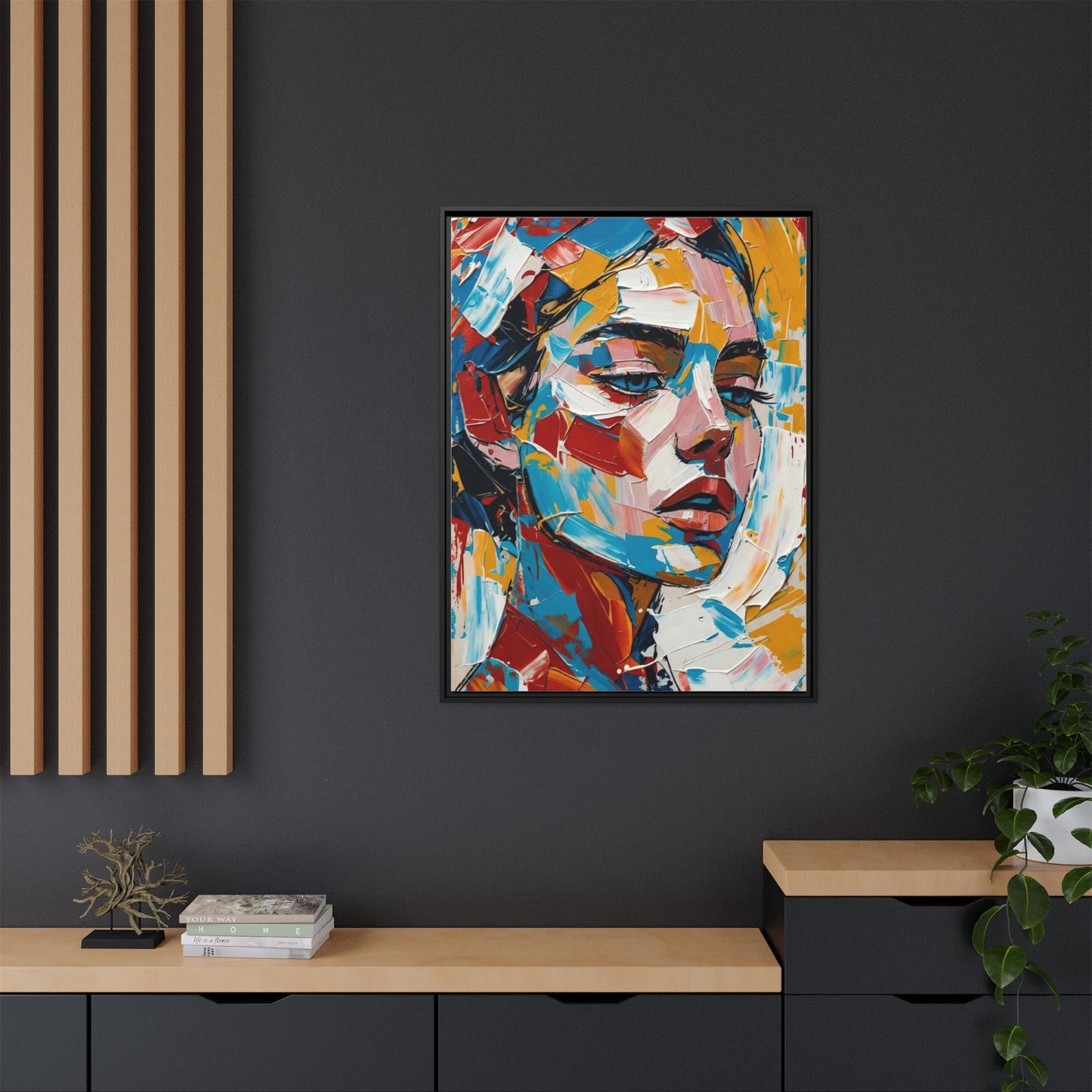 Colorful Abstract Portrait Framed Canvas Print