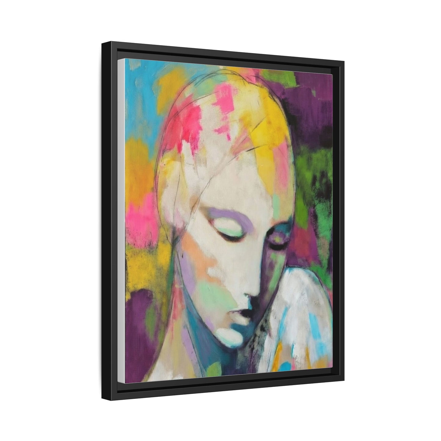 Framed Matte Canvas Art - Colorful Abstract Portrait