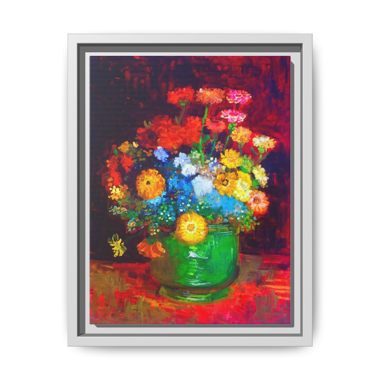 Framed Floral Canvas Print — Colorful Bouquet Wall Art