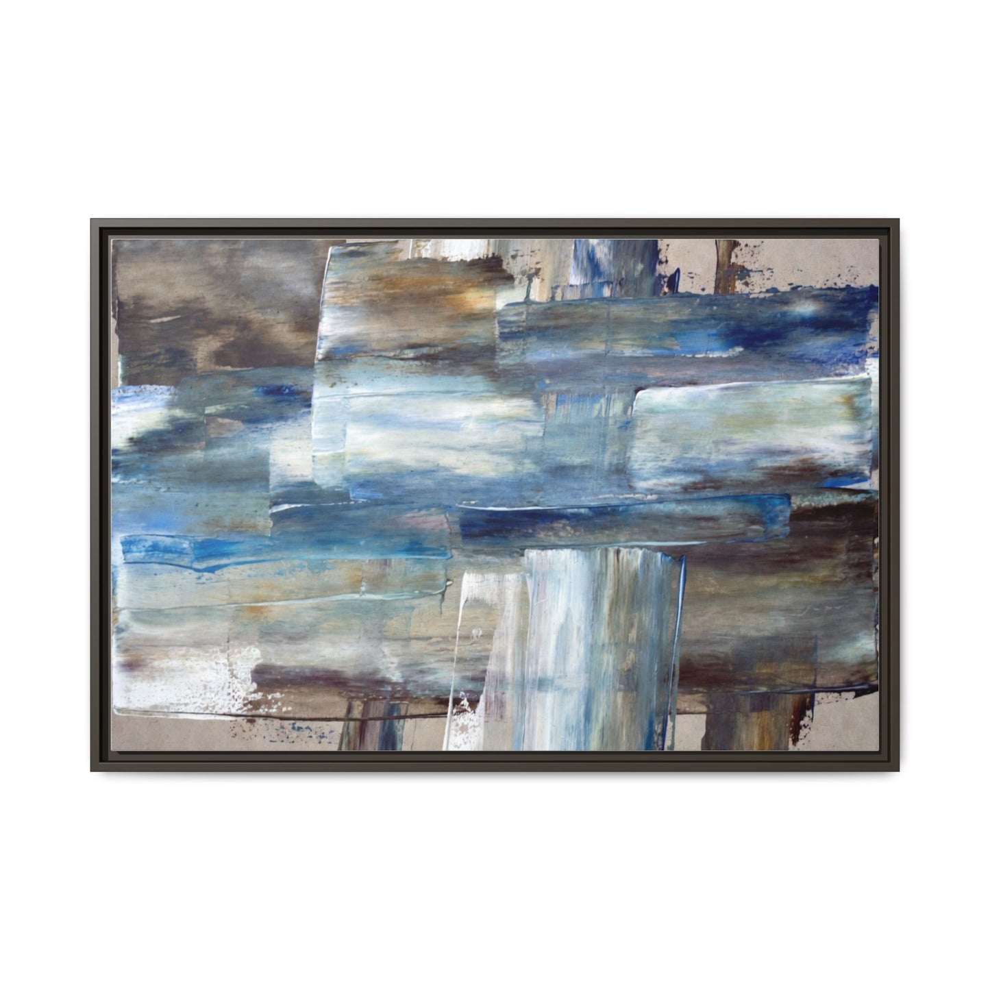 Abstract Blue Coastal Matte Canvas Framed Wall Art