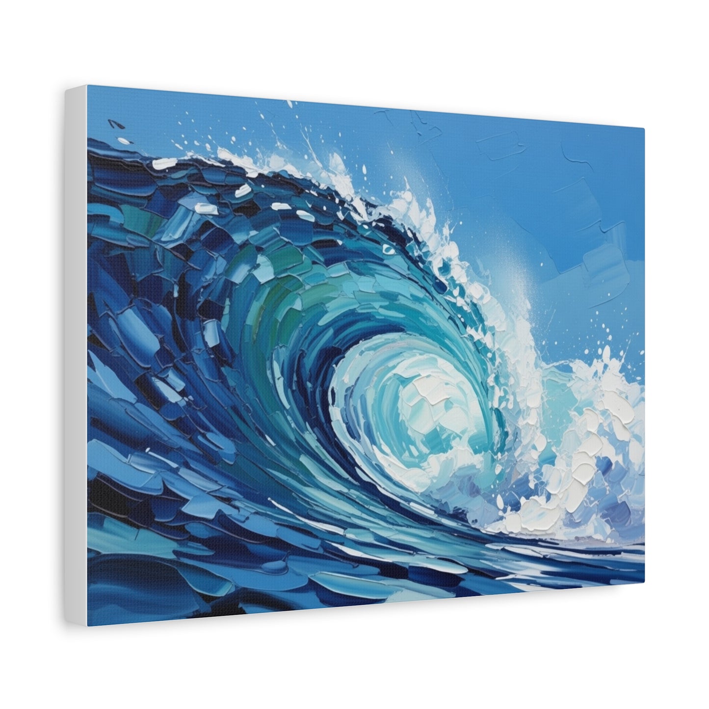 Ocean Wave Matte Canvas Wall Art — Blue Surf Wave Painting, Stretched 1.25"