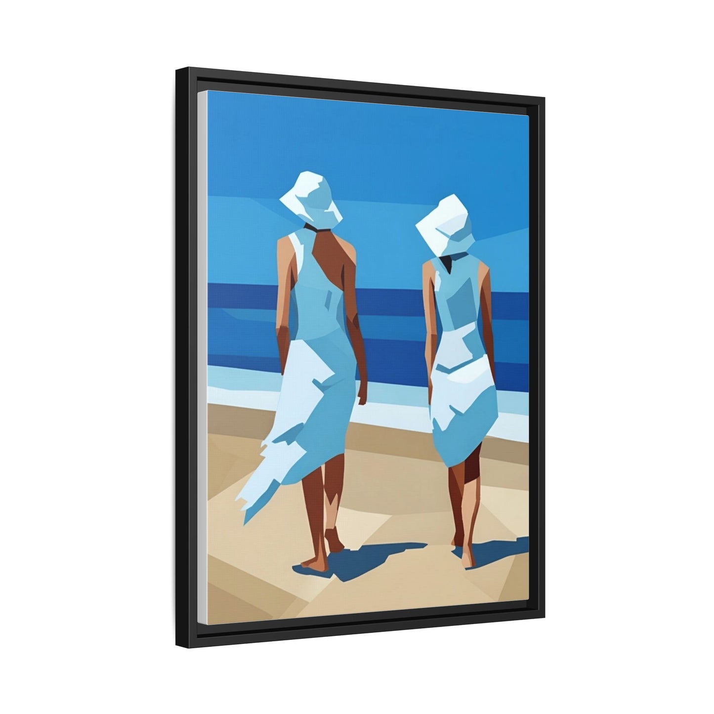 Seaside Stroll Matte Canvas Framed Print — Coastal Beach Art