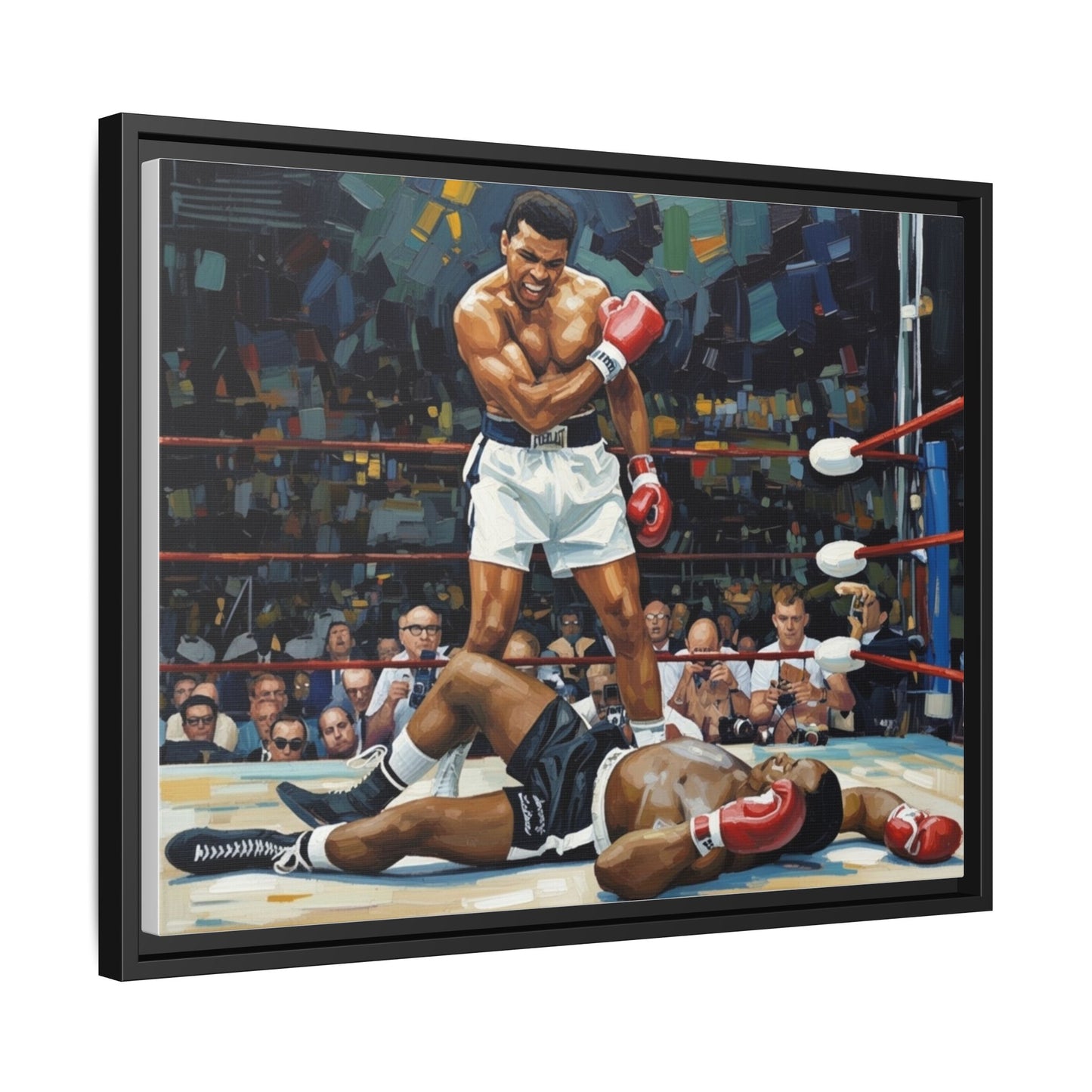 Framed Boxing Ring Canvas Print — Muhammad Ali Iconic Knockout Sport Art