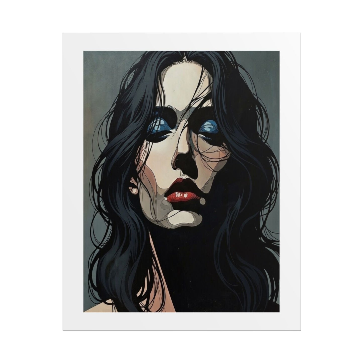 Rolled Poster — Moody Portrait Art Print (Dark Femme, Blue Eyeshadow)