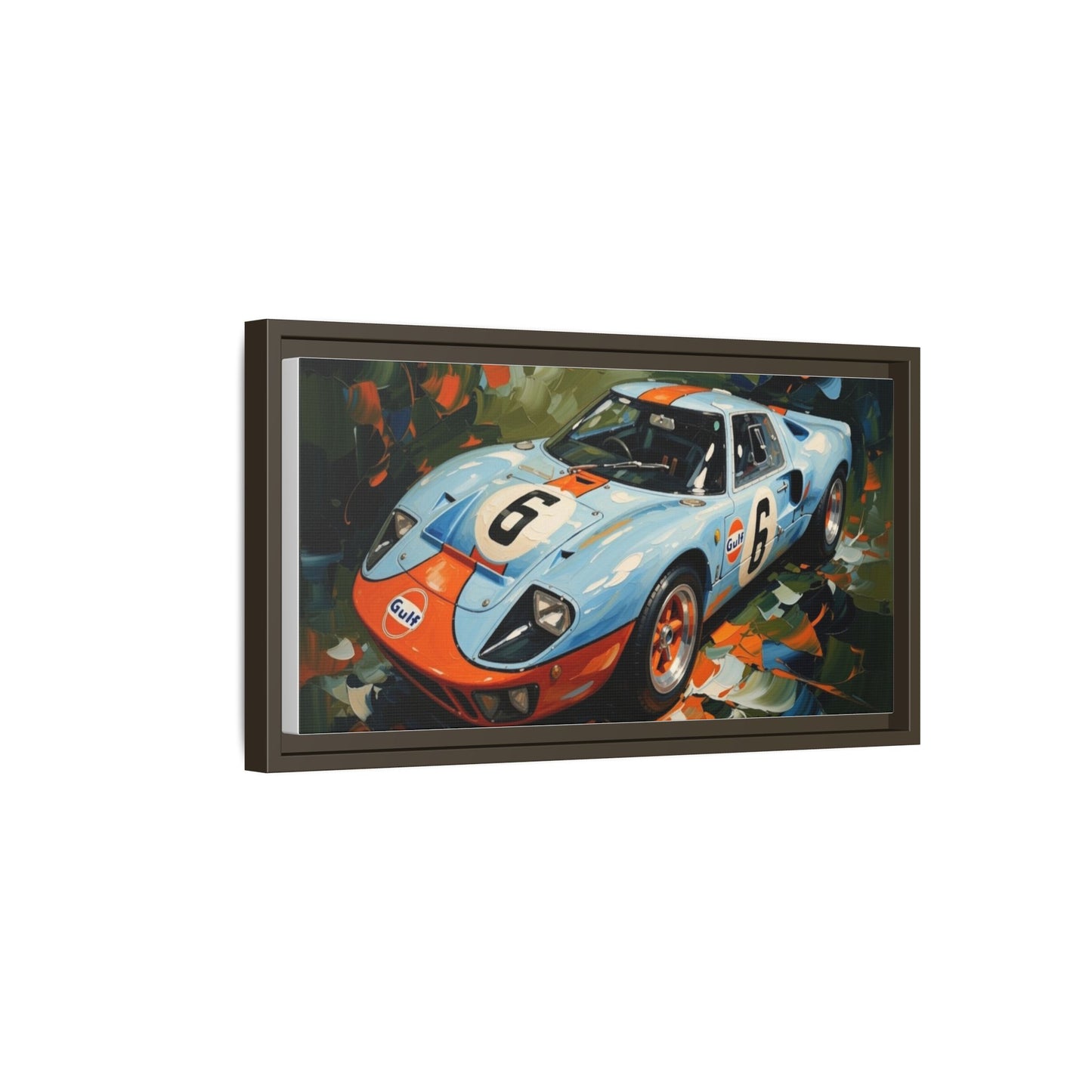 Gulf Racing GT40 Matte Framed Canvas — Vintage Sports Car Wall Art