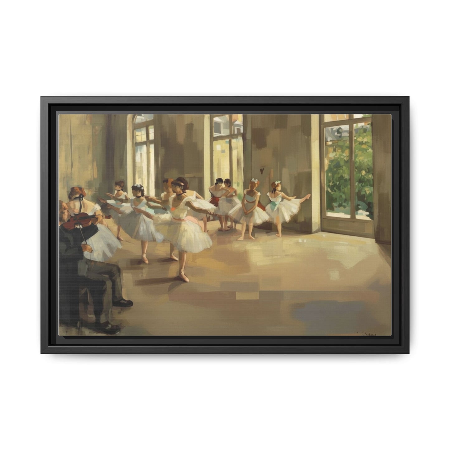 Framed Matte Canvas Print — Ballet Class Scene (Impressionist Dancers)