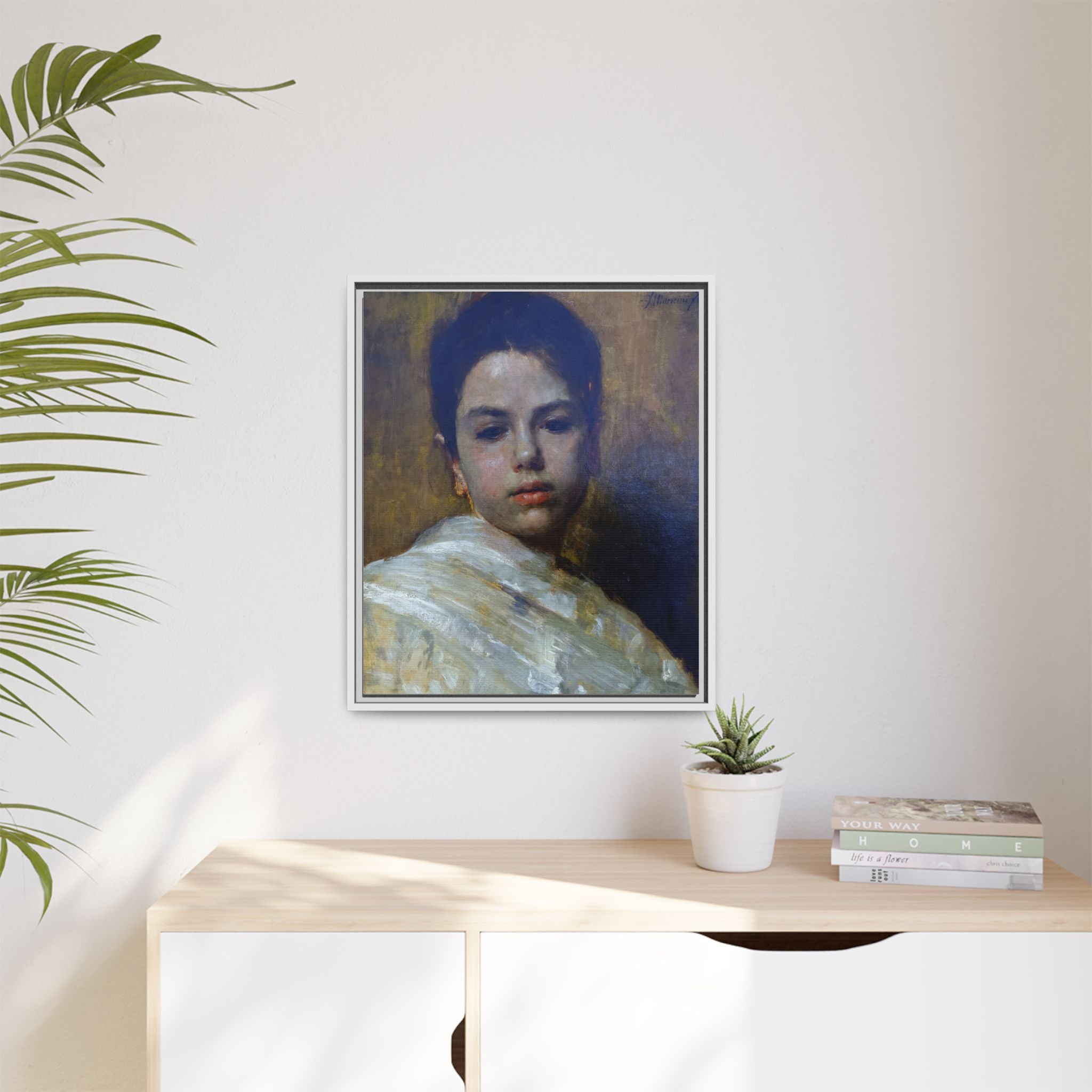 Carminella by Antonio Mancini Framed Matte Canvas Art Print