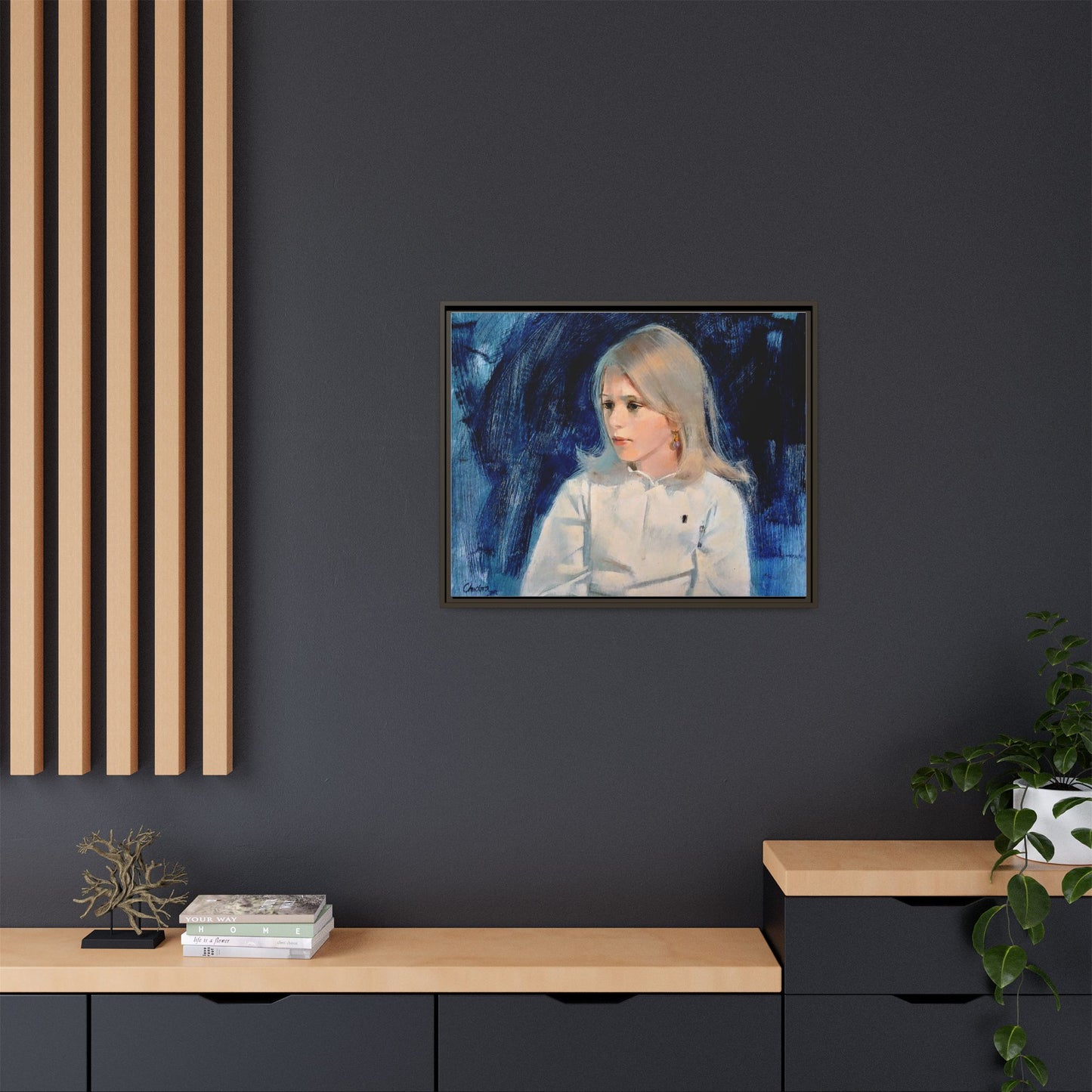 Painting of girl by Unknown Artist Framed Matte Canvas Classic Wall Art