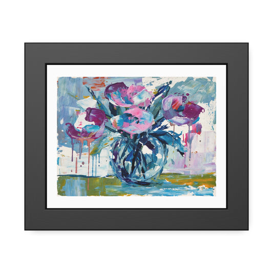 Framed Floral Art Print — Colorful Abstract Vase Poster