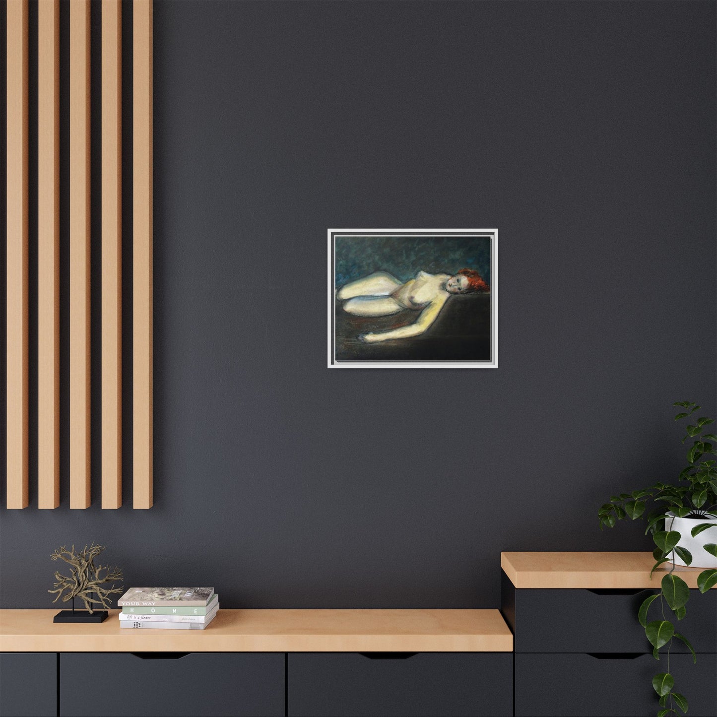 Lying nude by Paul Gosselin Framed Matte Canvas Wall Art Print