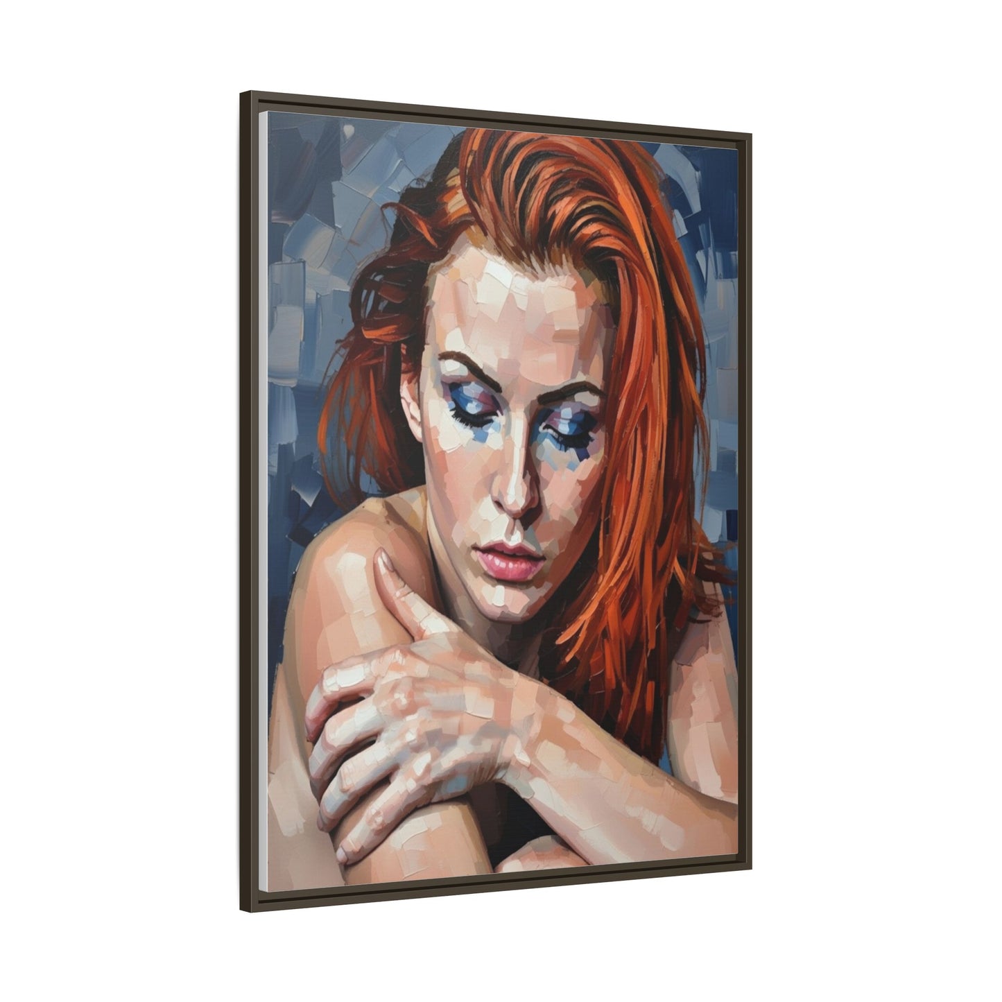 Framed Matte Canvas Art – Contemplative Redhead Portrait