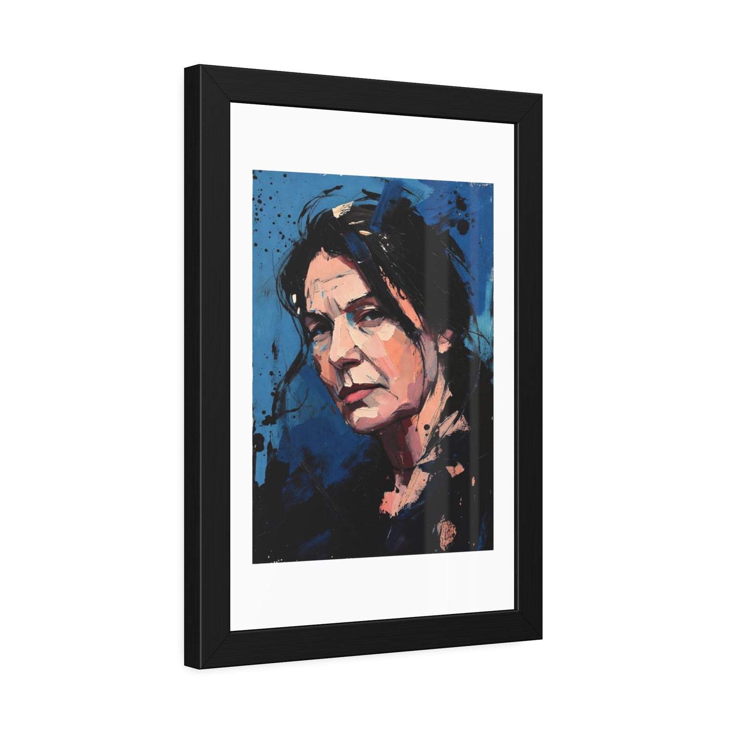 Framed Women in Blue Paper Posters