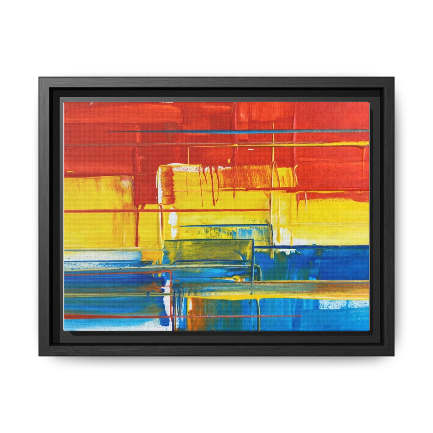 Abstract Multi-Color Framed Canvas Art — Modern Geometric Wall Decor