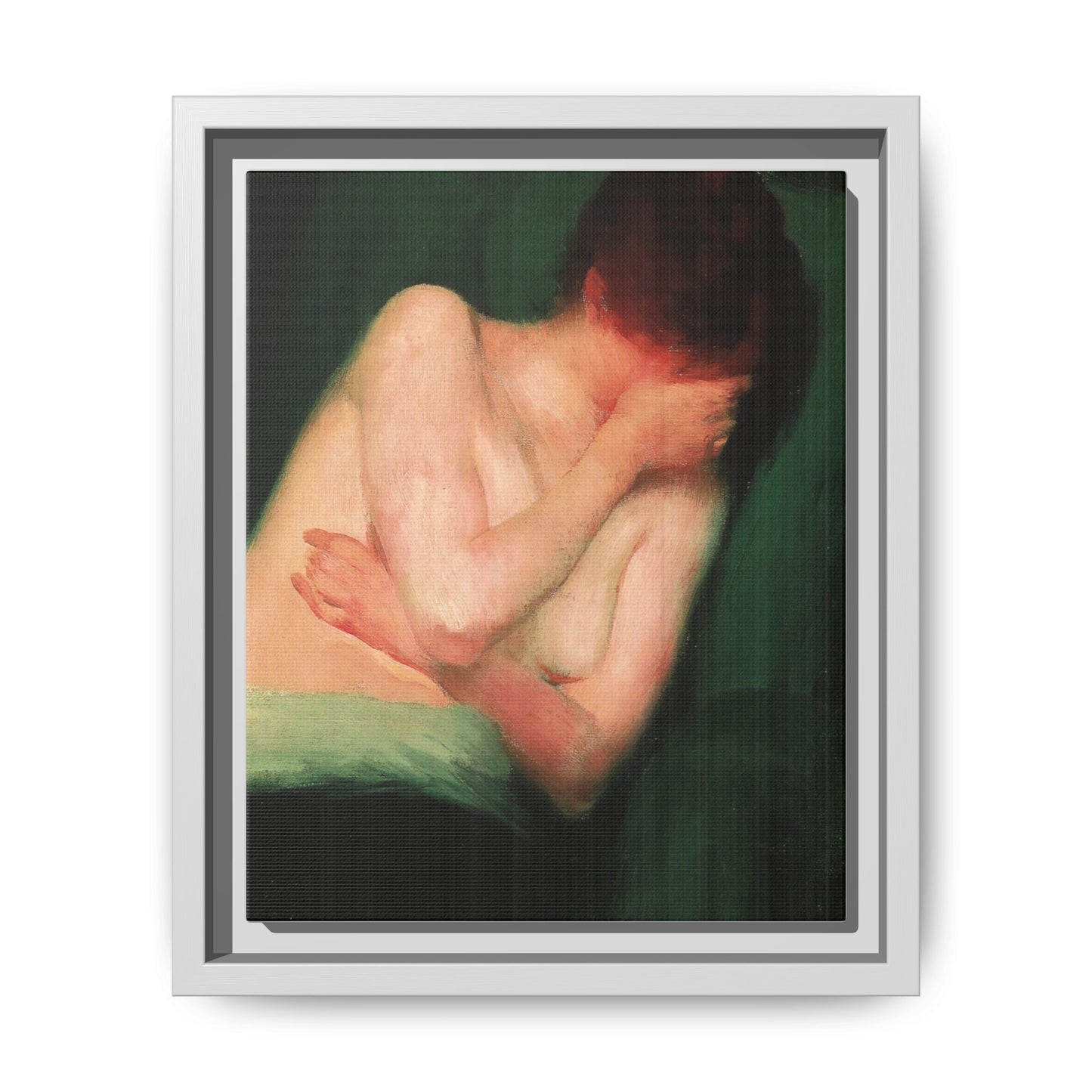 Female Nude by János Vaszary Framed Matte Canvas Wall Art Print