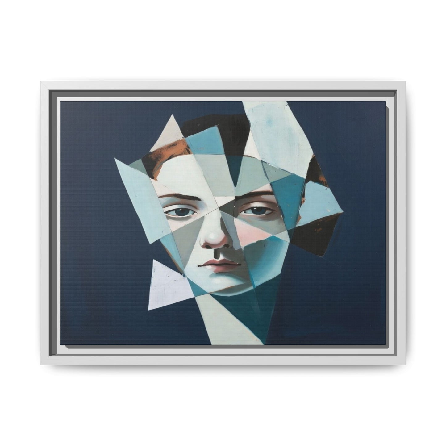 Abstract Fragmented Portrait Matte Canvas (Framed)
