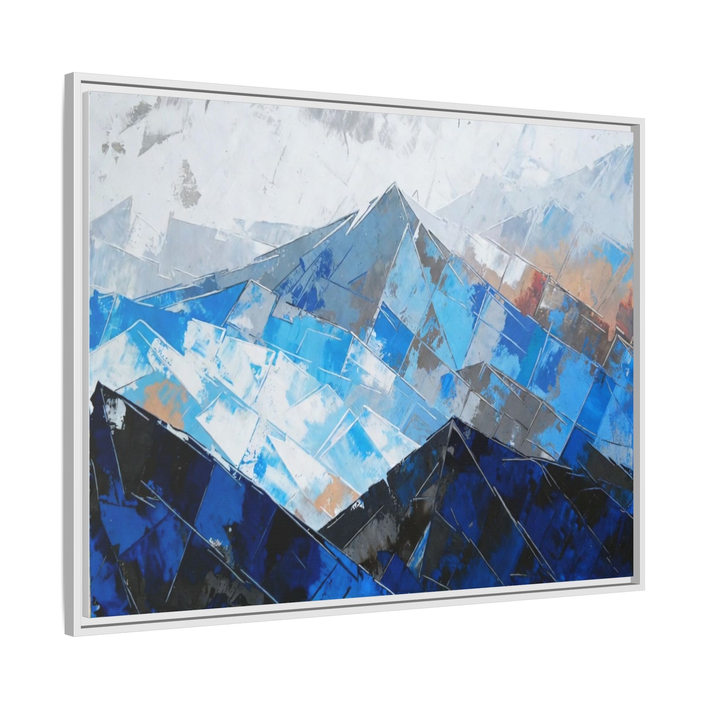 Framed Matte Canvas Blue Mountain Abstract Wall Art