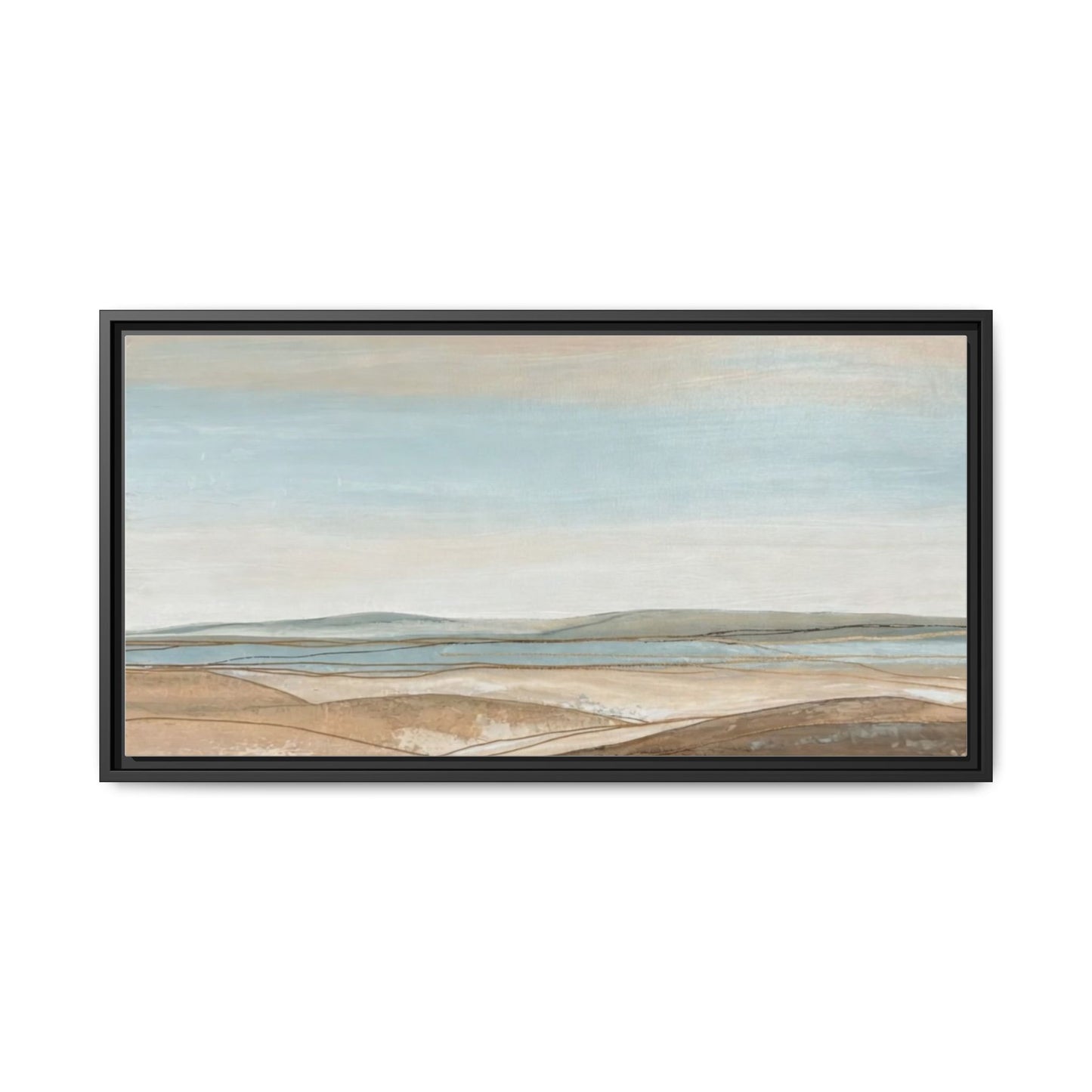 Framed Abstract Landscape Matte Canvas — Serene Coastal Horizon Wall Art