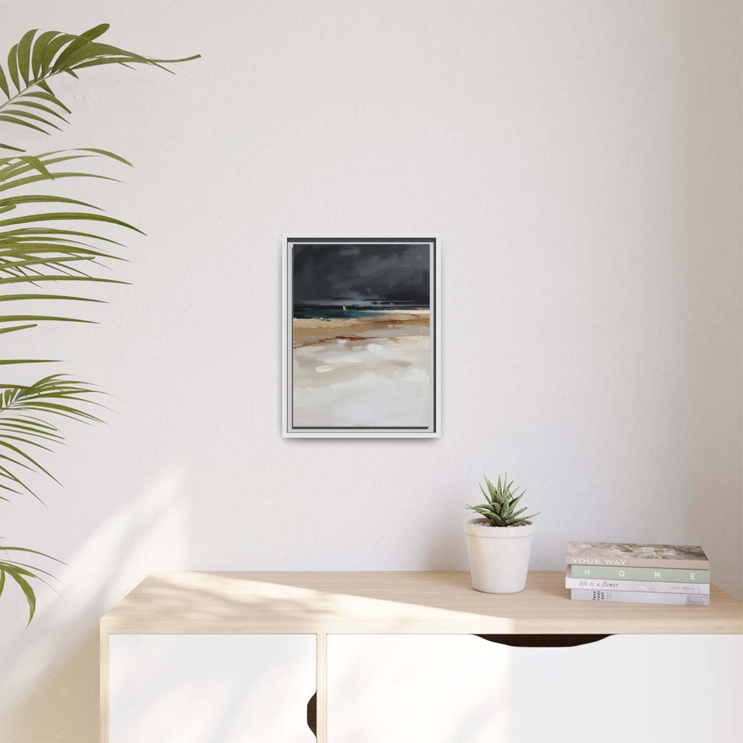 Framed Matte Canvas Beachscape Art Print — Coastal Abstract Wall Decor